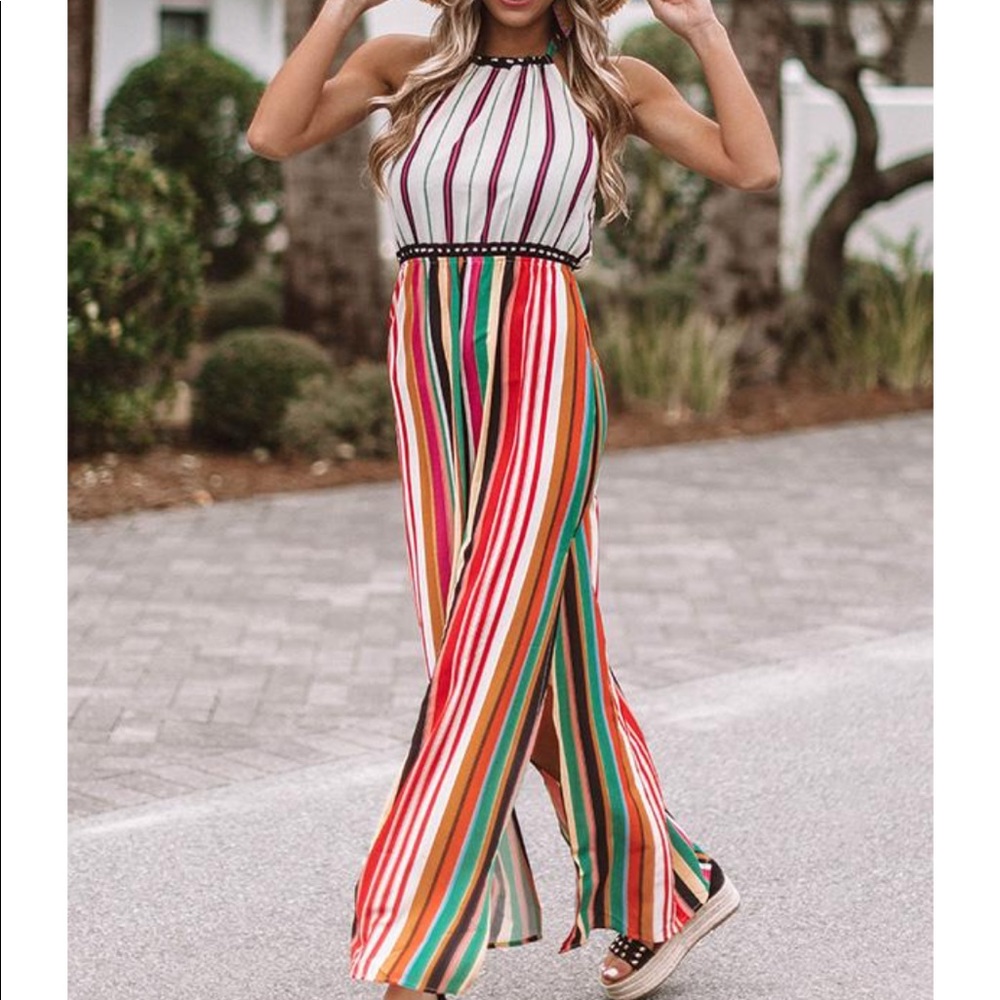 Panama Luxe Halter Maxi Dress